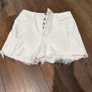 Women’s Hollister Cream Frayed Jean Shorts Size 0/24